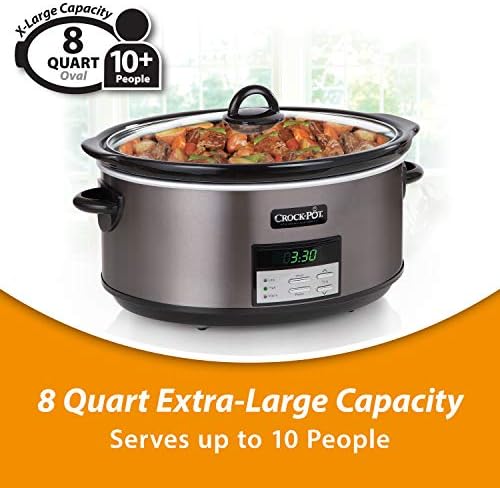Digital Control Crock-Pot 8 Quart Programmable Slow Cooker with Auto Warm S28G - Stainless Steel Slow Cooker with Locking Lid Detail