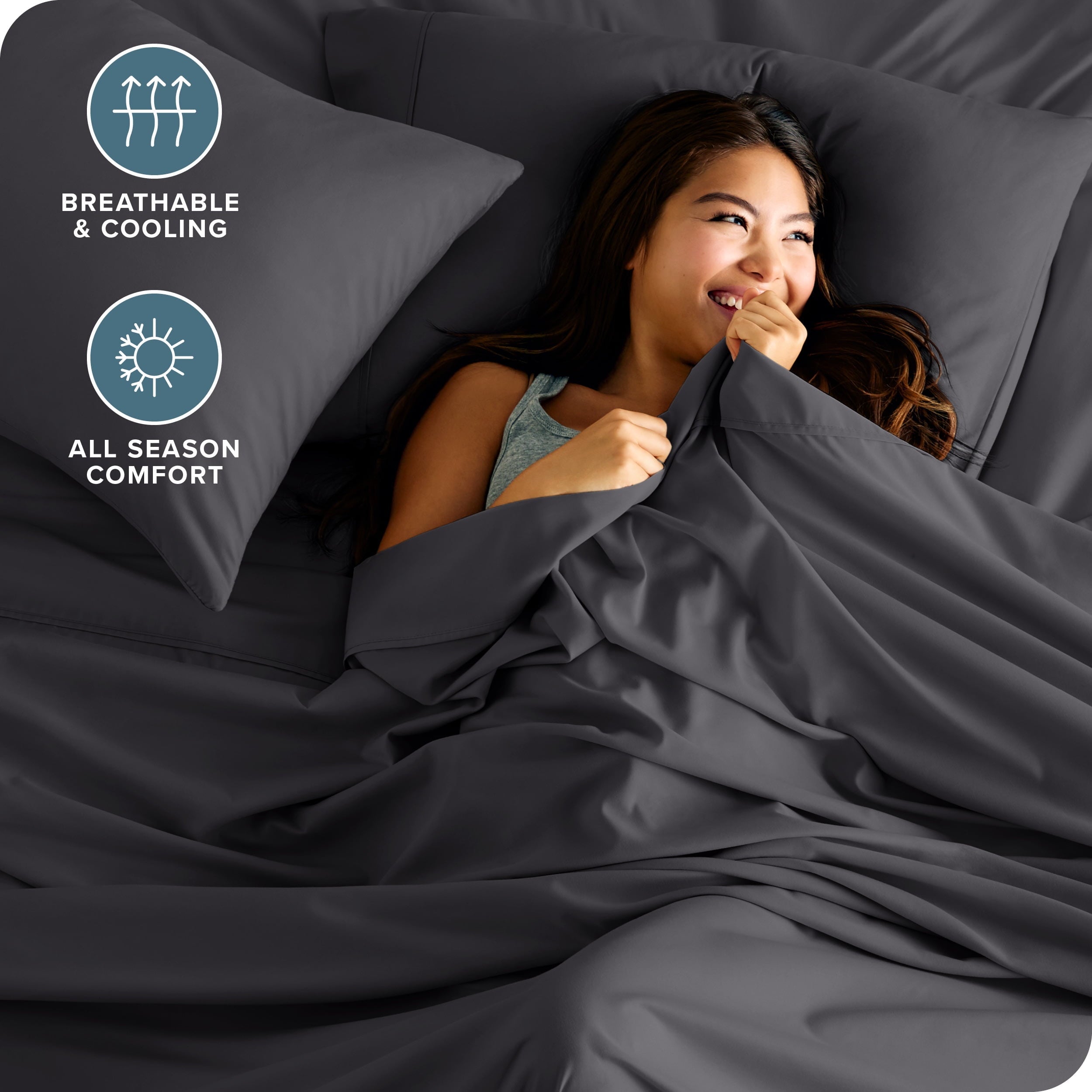 Ultra-Soft Luxury Bed Sheet Set- 6 Piece - Queen, Gray - Cooling Hotel Quality Bedding Sheets and Pillowcases Detail