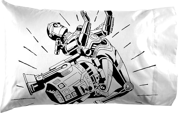 Premium Egyptian Cotton T-Shirt Comic 3 Piece Twin Size Bed Sheets Set - Disney Space Theme Bedding - Breathable Egyptian Cotton Flat & Fitted Sheets Detail