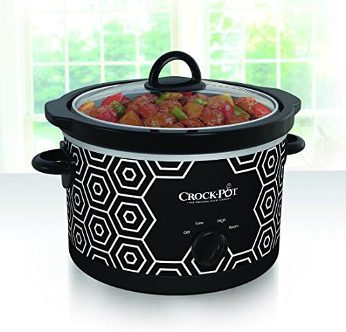 Triple-Insulated Crock-Pot 4.5 Quart Portable Slow Cooker – Black & White S11W - Programmable Slow Cooker with Oval Ceramic Pot Detail