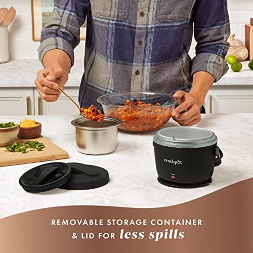 Rapid Heating Crock-Pot Electric Lunch Box Food Warmer 20oz – Black S26G - Mini Personal Food Warmer for Healthy Meal Prep Detail