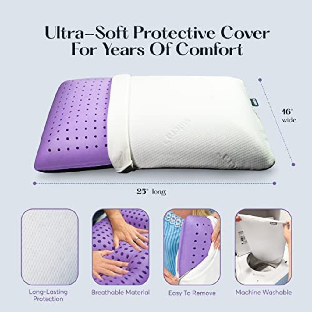 Decorative Plump Plush Zen Bed Pillow, Lavender Scented Cooling Adaptive Memory Foam Queen - Orthopedic Shredded Foam Bed Pillow Set Detail