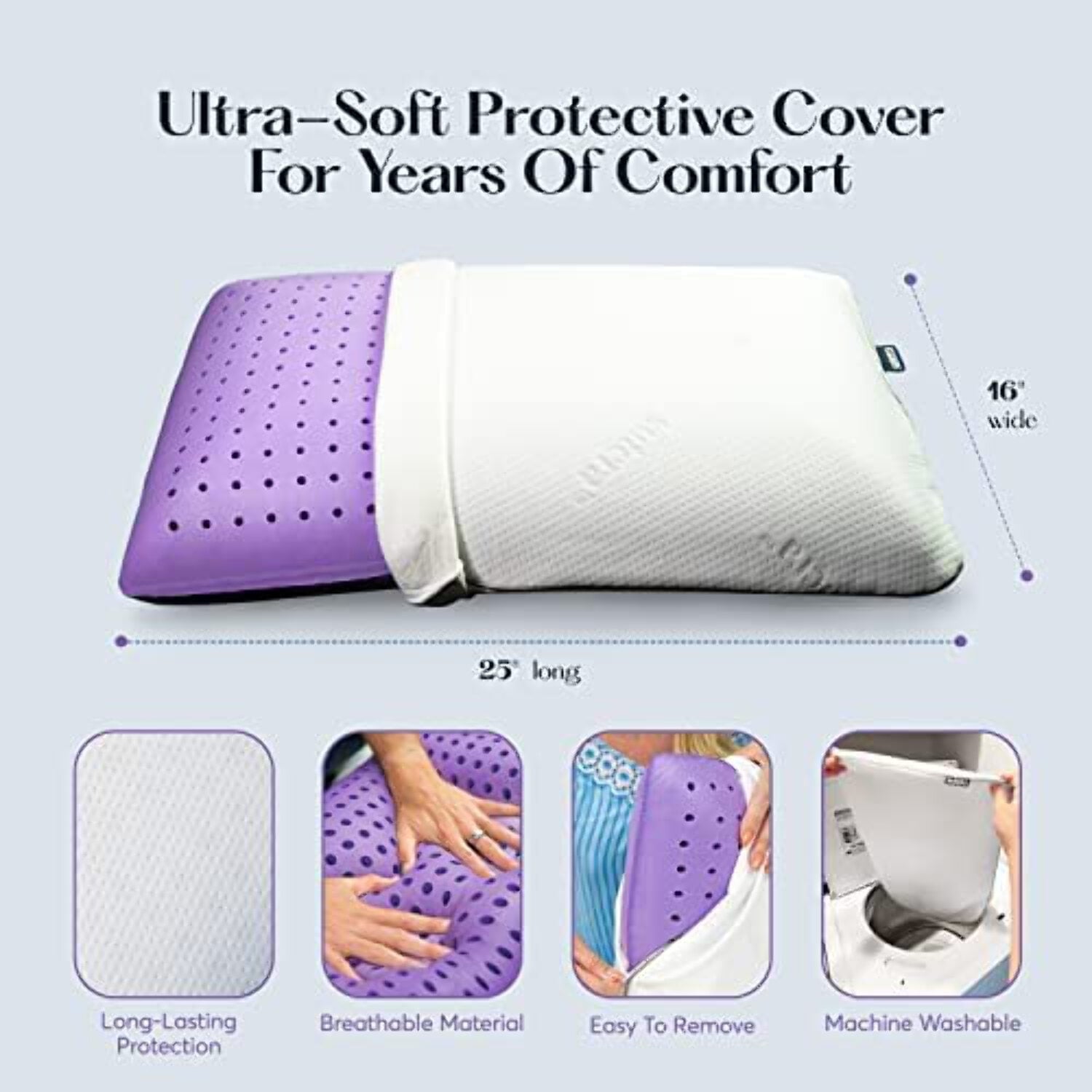 Decorative Plump Plush Zen Bed Pillow, Lavender Scented Cooling Adaptive Memory Foam Queen - Orthopedic Shredded Foam Bed Pillow Set Detail