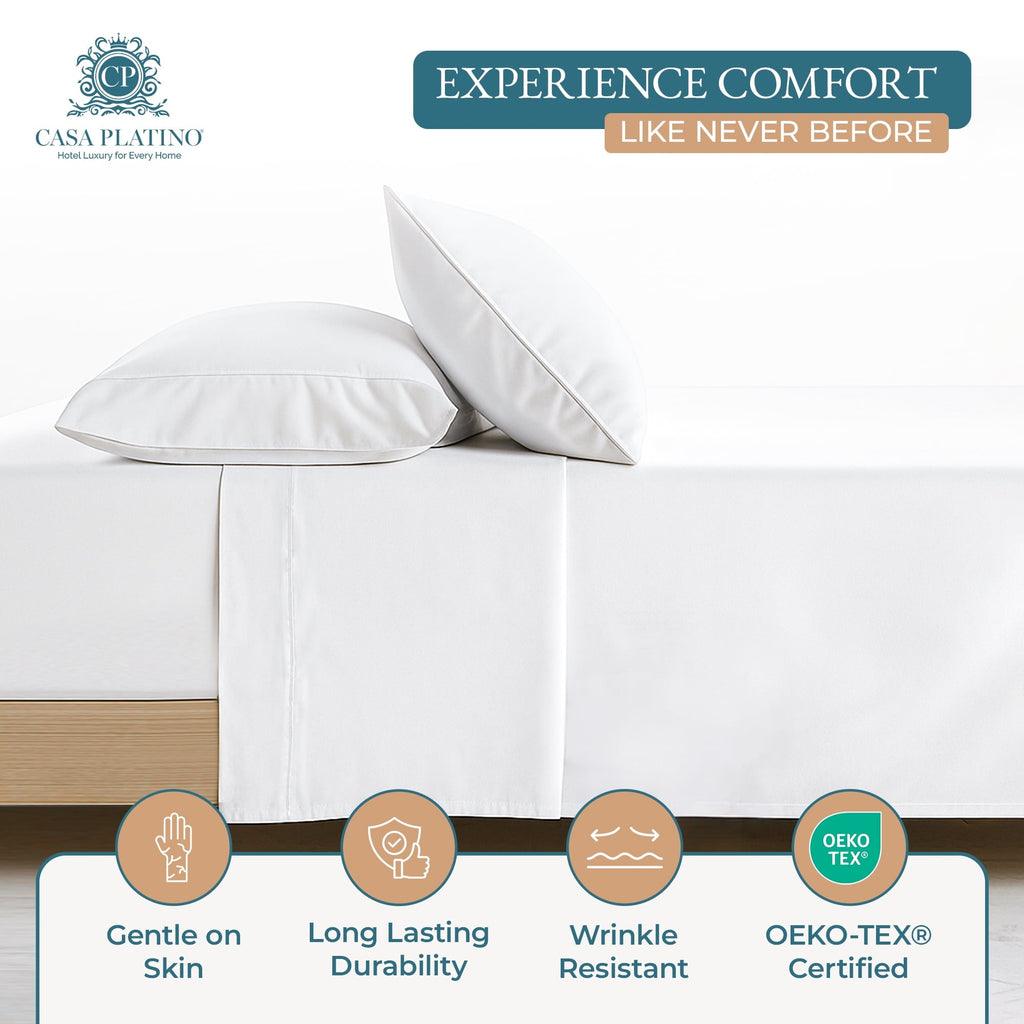 Premium Egyptian Cotton Bed Sheets Set – 6 Piece, 600 Thread Count, 100% Cotton Sheets, Hotel Luxury Sateen Finish, 15" Deep Pocket, Easy to ... - Breathable Egyptian Cotton Flat & Fitted Sheets Detail