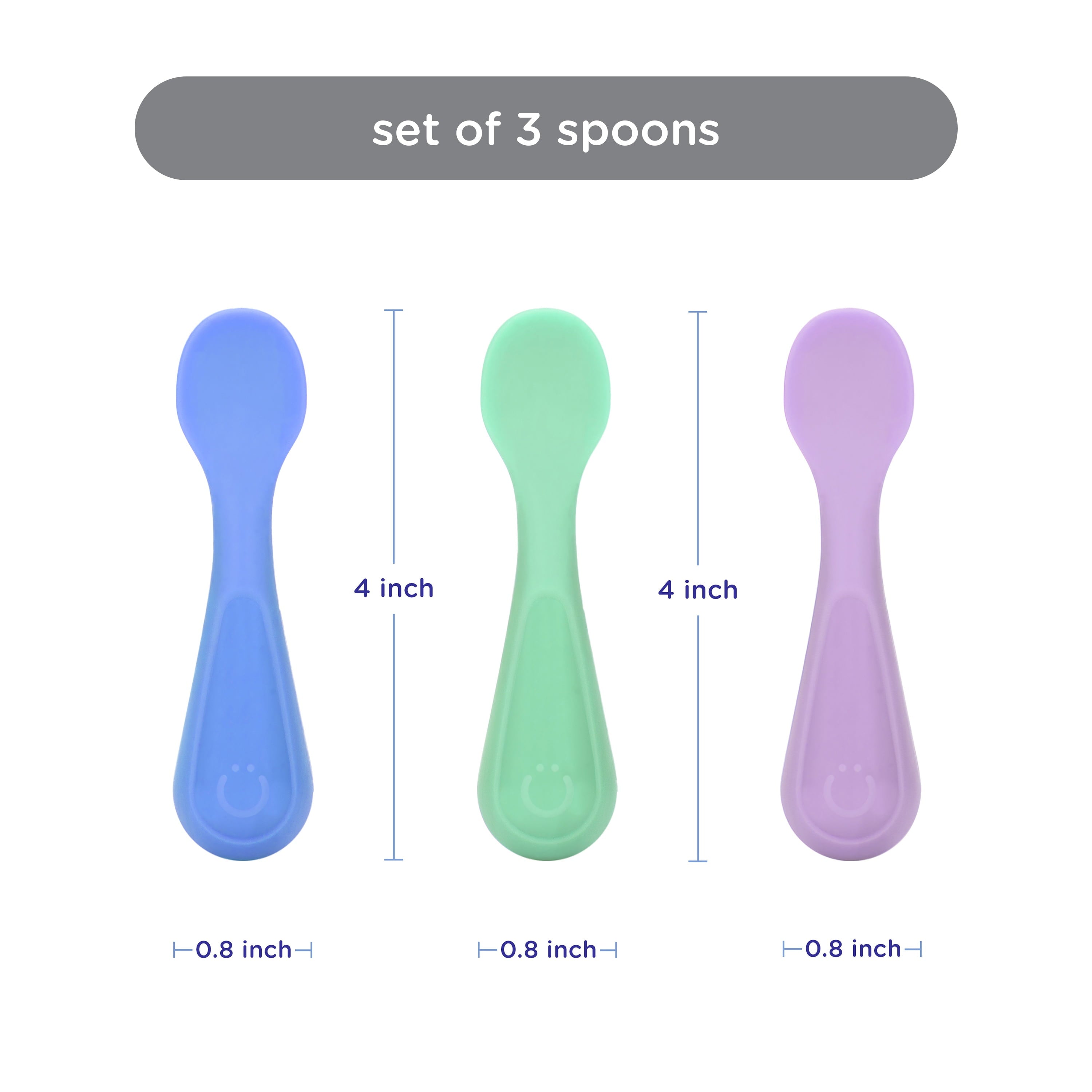 Chef-Quality Silicone Toddler Training Spoons, Baby, Silicone Flatware Sets, 3 Pack - Professional Kitchen Tool for Culinary Enthusiasts Detail