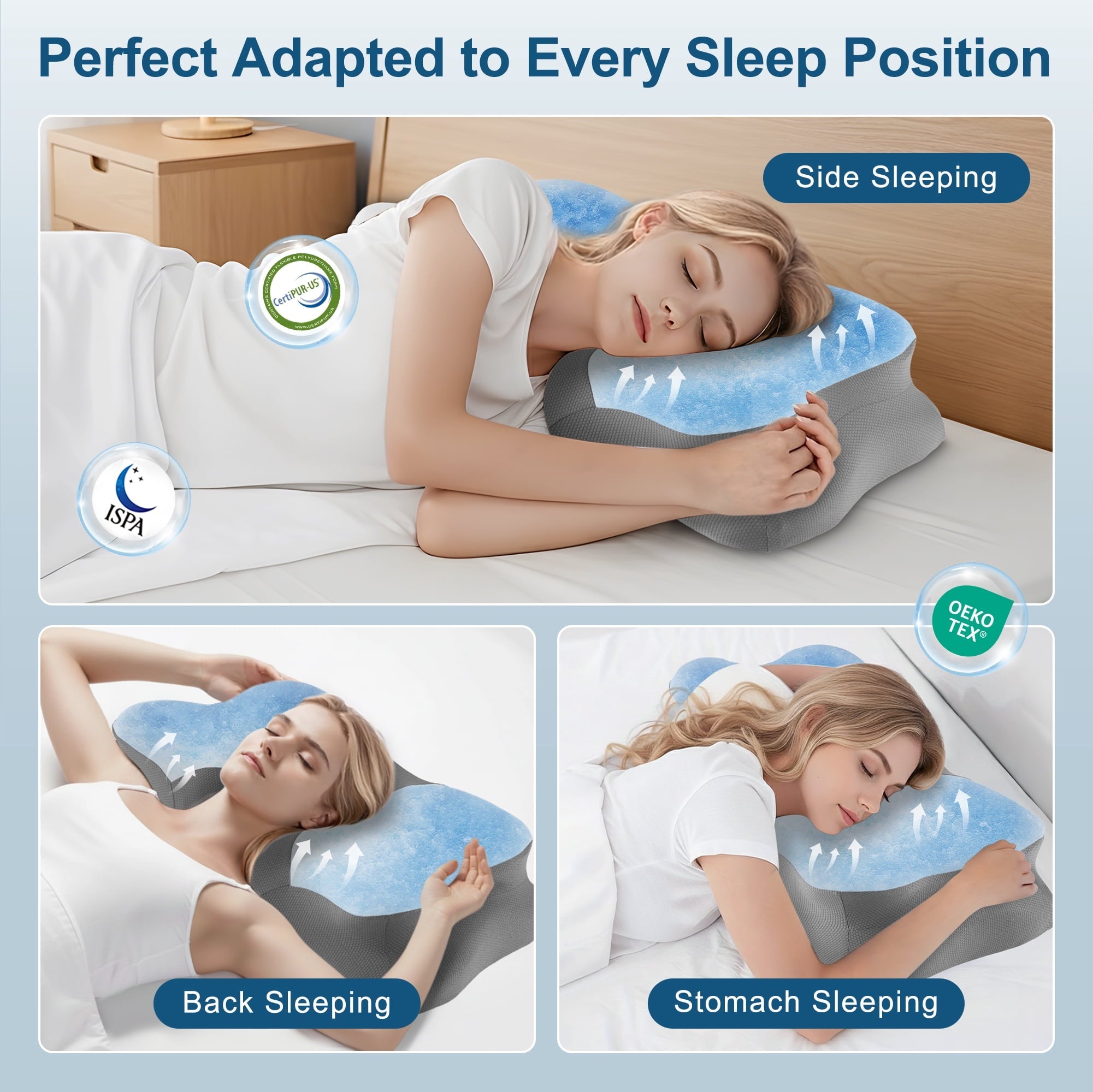 Hotel Collection Memory Foam Cervical Pillow for Sleeping Support - Orthopedic Bed Pillow for Neck, Shoulder Pain Relief, Adults, Side... - Ergonomic Memory Foam Pillow for Neck Pain Support Detail