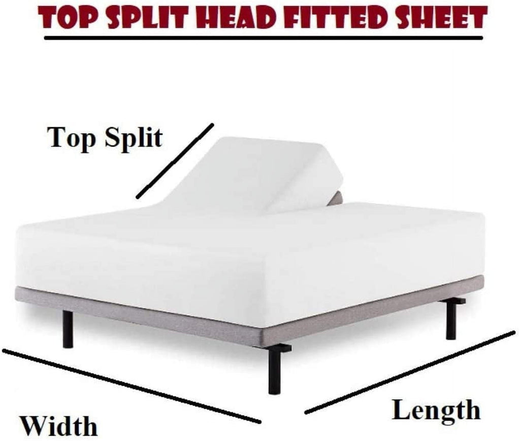 Wrinkle-Resistant Top Split King 100% Egyptian Cotton 1000 Thread Count, Adjustable Beds -Top Split King Sheets Sets (4 Pcs) Split Down... - Premium Ultra-Soft Pillowcase Pair for Sleeping Detail