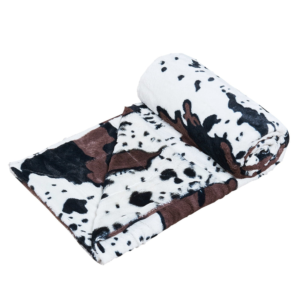 Lightweight Warm Cow Print Double Sided Faux Fur Throw Blanket, Soft Cozy Fuzzy Black and White Throw, 50x60 inches - Cozy Fleece Throw Blanket for Couch & Bed Detail