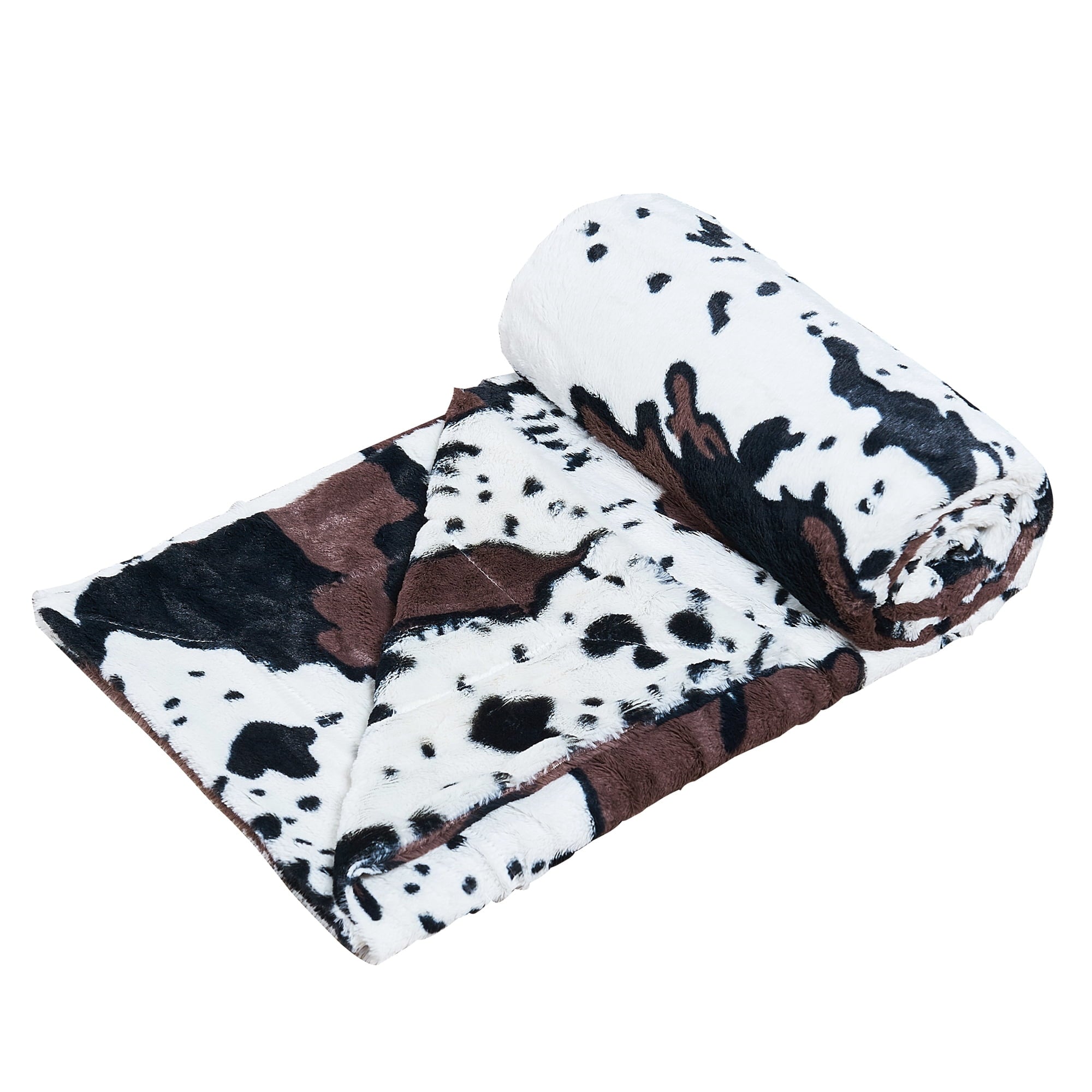 Lightweight Warm Cow Print Double Sided Faux Fur Throw Blanket, Soft Cozy Fuzzy Black and White Throw, 50x60 inches - Cozy Fleece Throw Blanket for Couch & Bed Detail