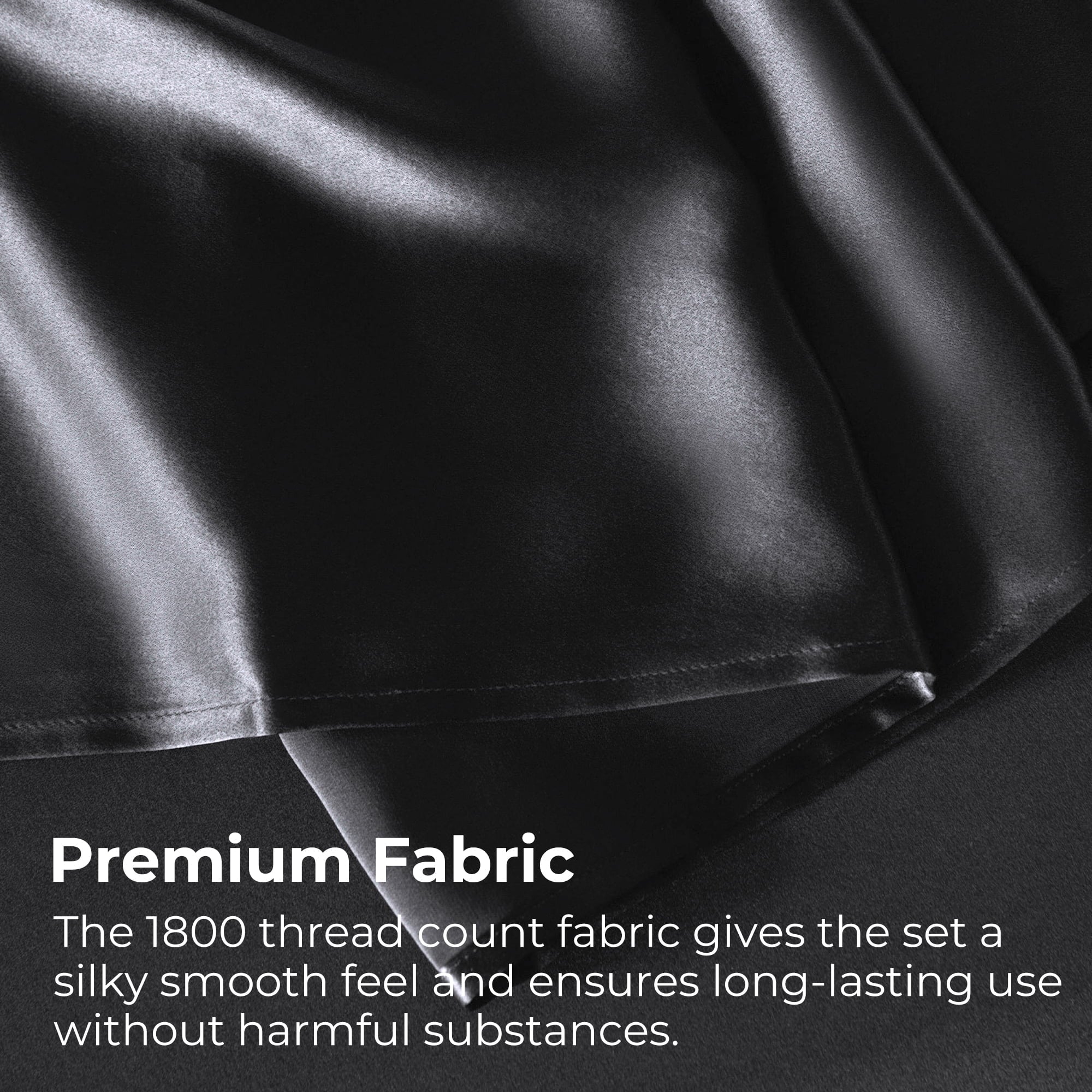 Wrinkle-Resistant Set, Queen, Silky Bed s, 4 Pieces,Black - Luxury Bed Sheet Set with Deep Pockets Detail