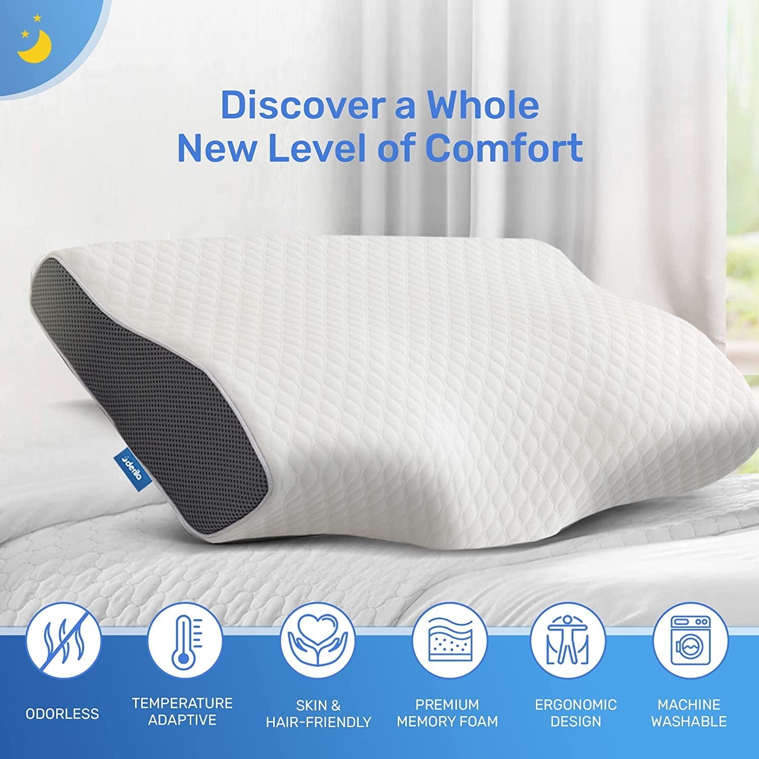 Hotel Collection | Cervical Memory Foam Bed Pillow Standard | Neck, Shoulder Pain Relief | Improves Sleeping - Ergonomic Memory Foam Pillow for Neck Pain Support Detail