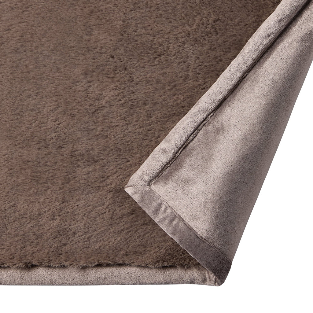 Decorative Knitted Grey Faux Fur Ultra Soft Luxury Oversized Throw Blanket 50" x 72", Grey Bisque - Cozy Fleece Throw Blanket for Couch & Bed Detail