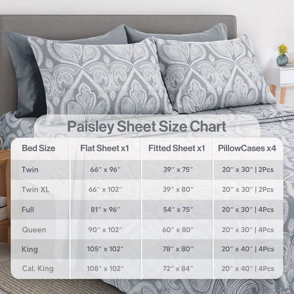 Ultra-Soft 6-Piece Bed Sheet Set, Deep Pocket Queen Sheets Up to 16 Inch, 1 Flat Sheet , 1 Fitted Sheet & 4 Pillowcases (Queen, ... - Luxury Bed Sheet Set with Deep Pockets Detail