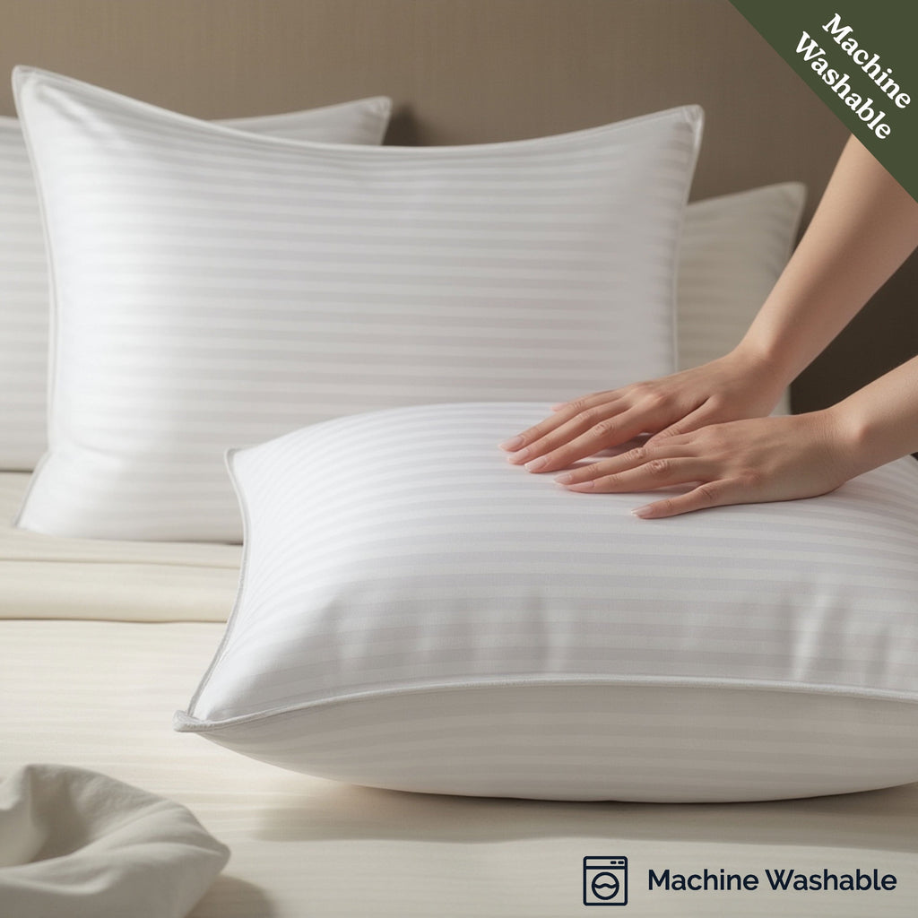 Decorative Plump Down Alternative Pillow, Stanard/Queen Pillows for Bed, Soft Supportive Hotel Quality Pillows - Orthopedic Shredded Foam Bed Pillow Set Detail