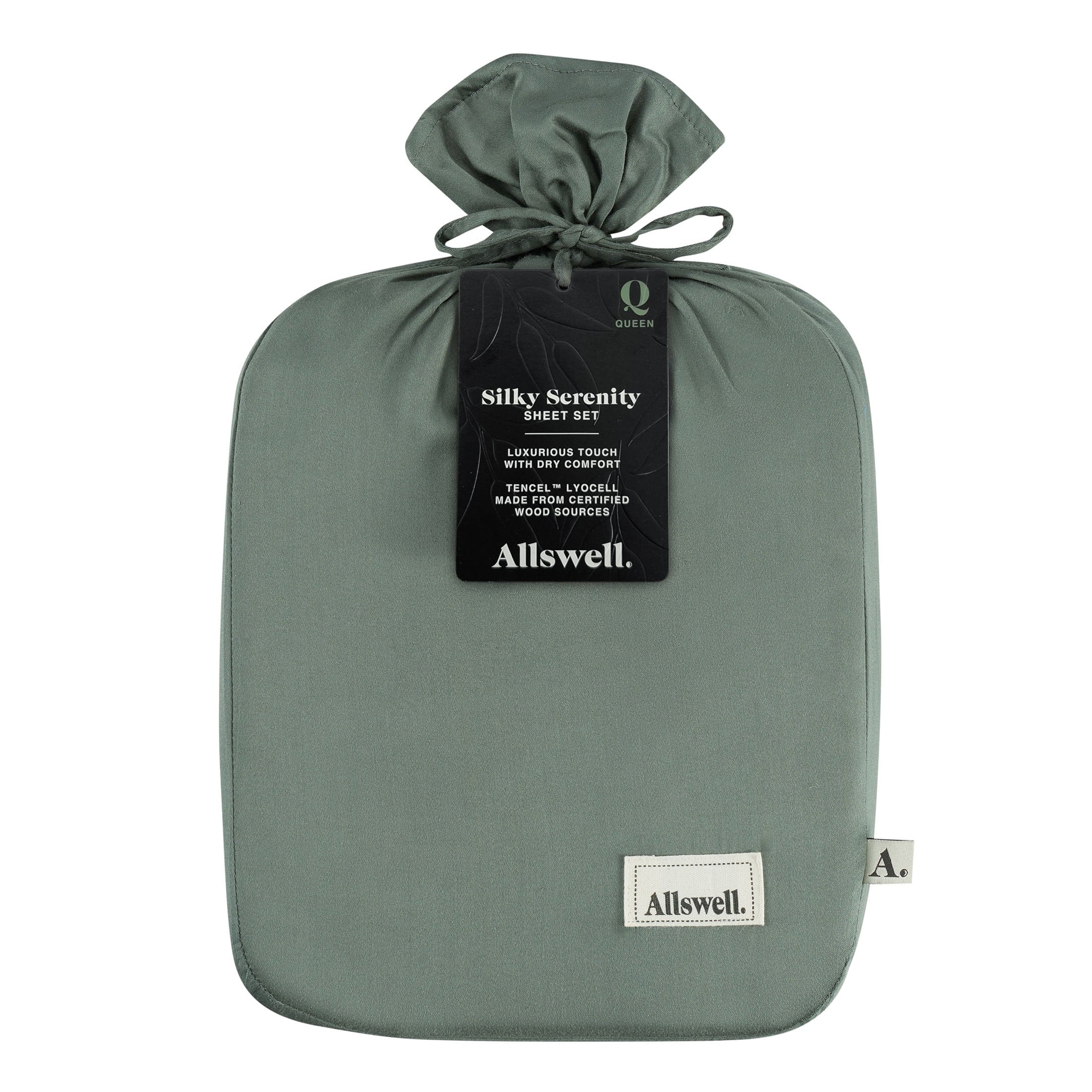 Cooling Sateen 4-Piece & Silky Serenity 100% Bed Sheets Set, Flagstone, Queen - Breathable Egyptian Cotton Flat & Fitted Sheets Detail