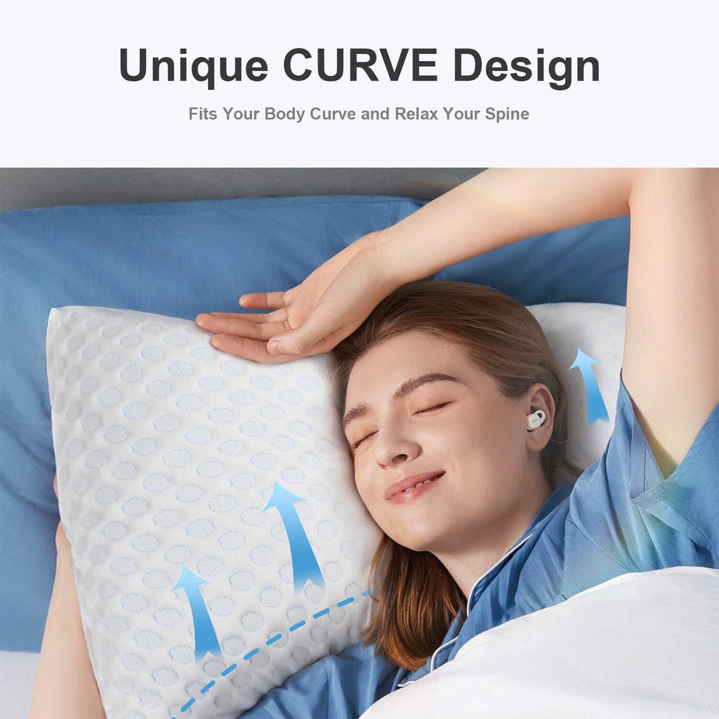 Hotel Collection Cooling Shredded Memory Foam Bed Pillows Adjustable Firm Support Pillow for Side and Back Sleepers Curved Pillows Set... - Hotel Quality Plush Sleeping Pillows Detail