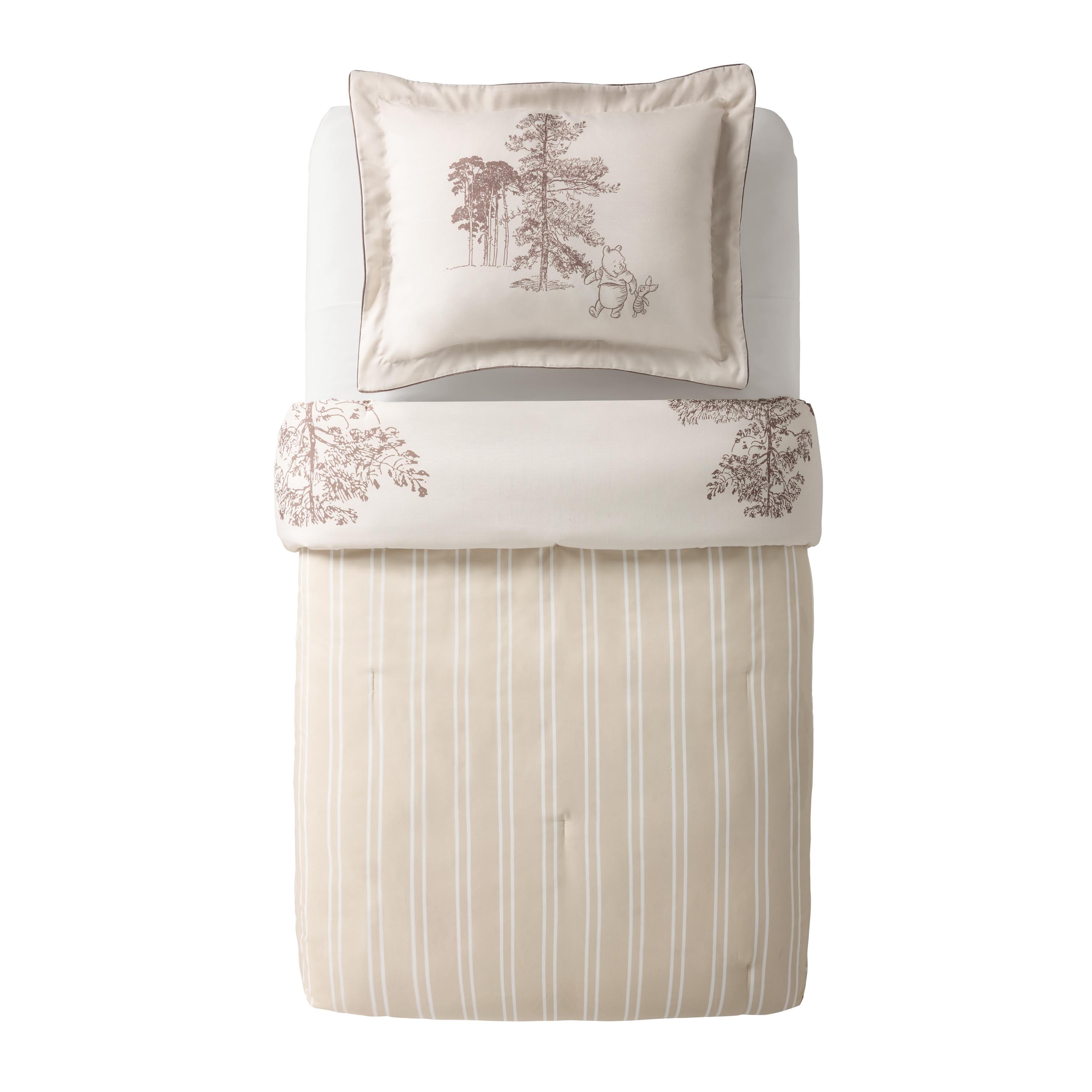 Luxurious Quilted Kids 2 Piece Khaki Comforter and Sham Bedding Set, Twin/Full - All-Season Down Alternative Comforter Insert Detail