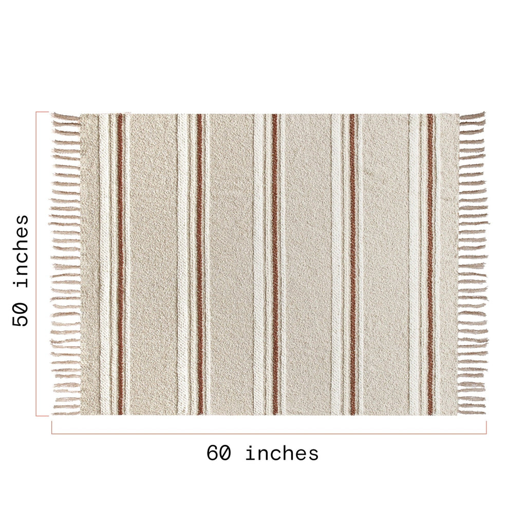 Super Soft Flannel 60" x 50" Cozy Striped Porcini Chenille Throw - Cozy Fleece Throw Blanket for Couch & Bed Detail