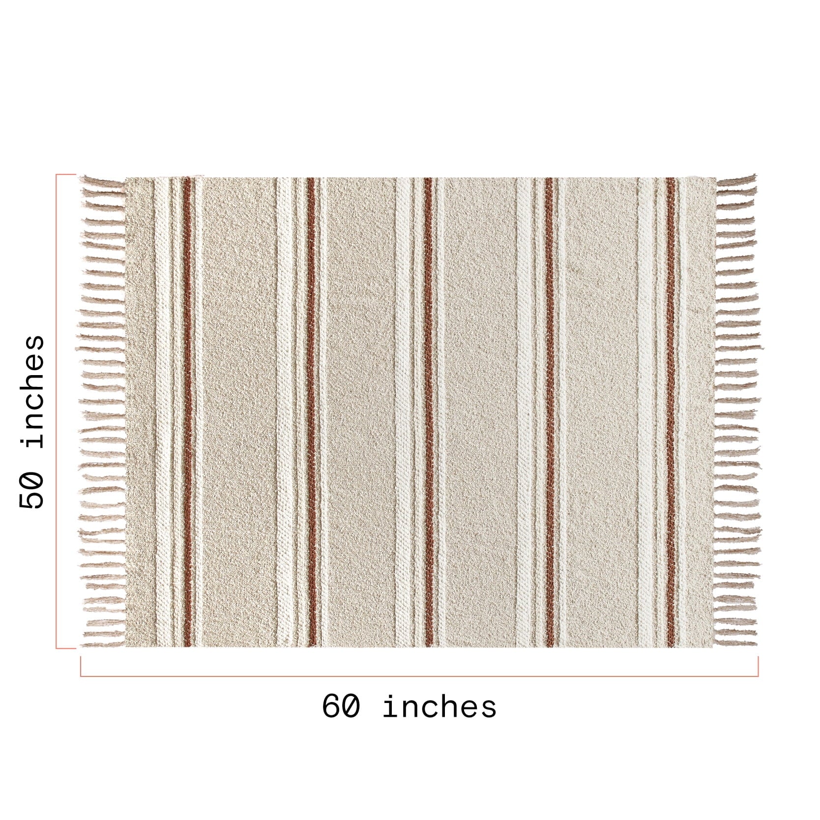 Super Soft Flannel 60" x 50" Cozy Striped Porcini Chenille Throw - Cozy Fleece Throw Blanket for Couch & Bed Detail