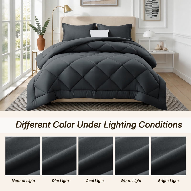 Hypoallergenic Cloud 3 Pieces Queen Size Comforter Set, All Season Lightweight Breathable Bedding Set with 1 Down Alternative Comforter an... - Cloud-Like Soft Lightweight Bed Comforter Detail