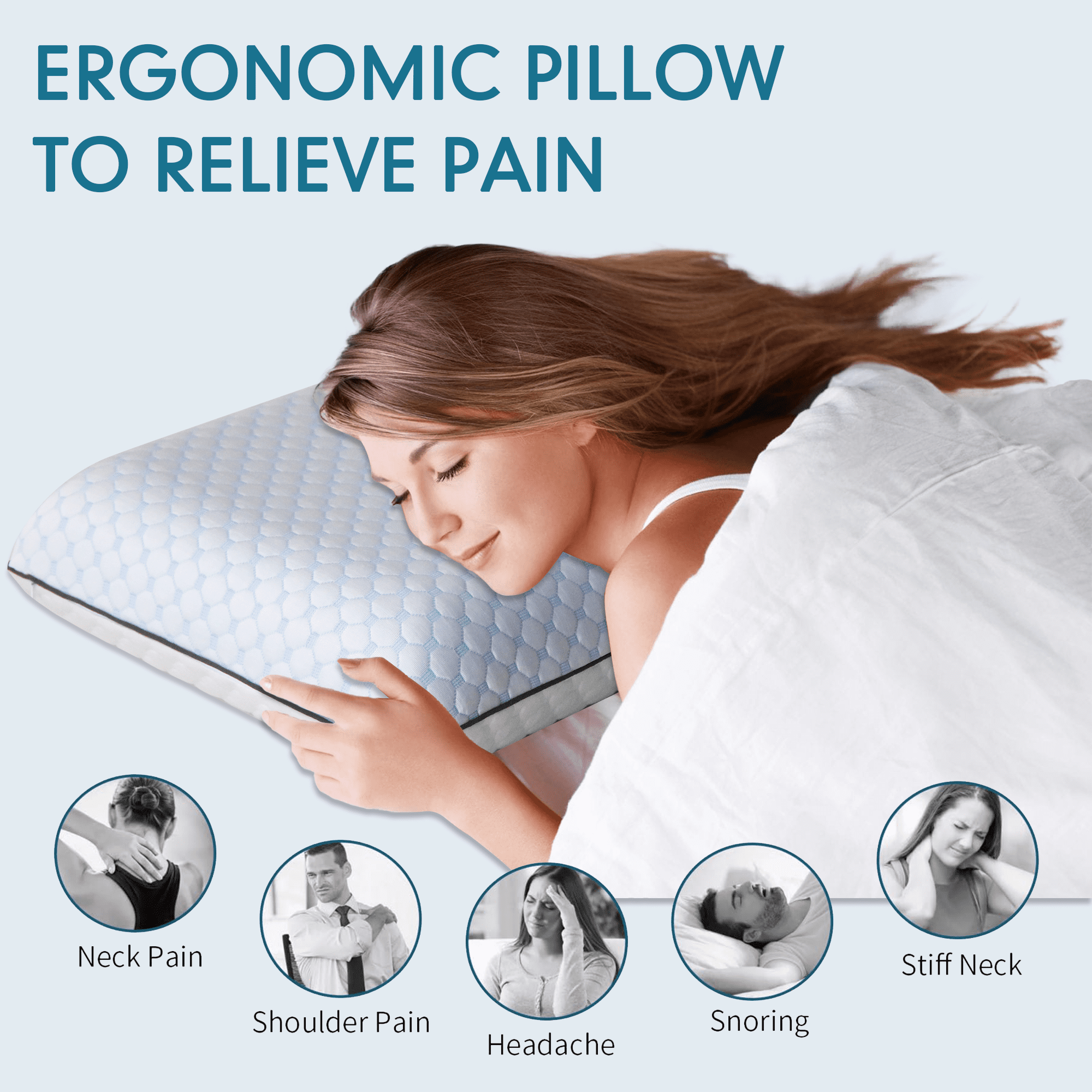 Hotel Collection Gel Memory Foam Pillow, Queen Size Bed Pillow, Washable Cover, Cooling, Breathable Neck Pillow for Sleeping - Hotel Quality Plush Sleeping Pillows Detail
