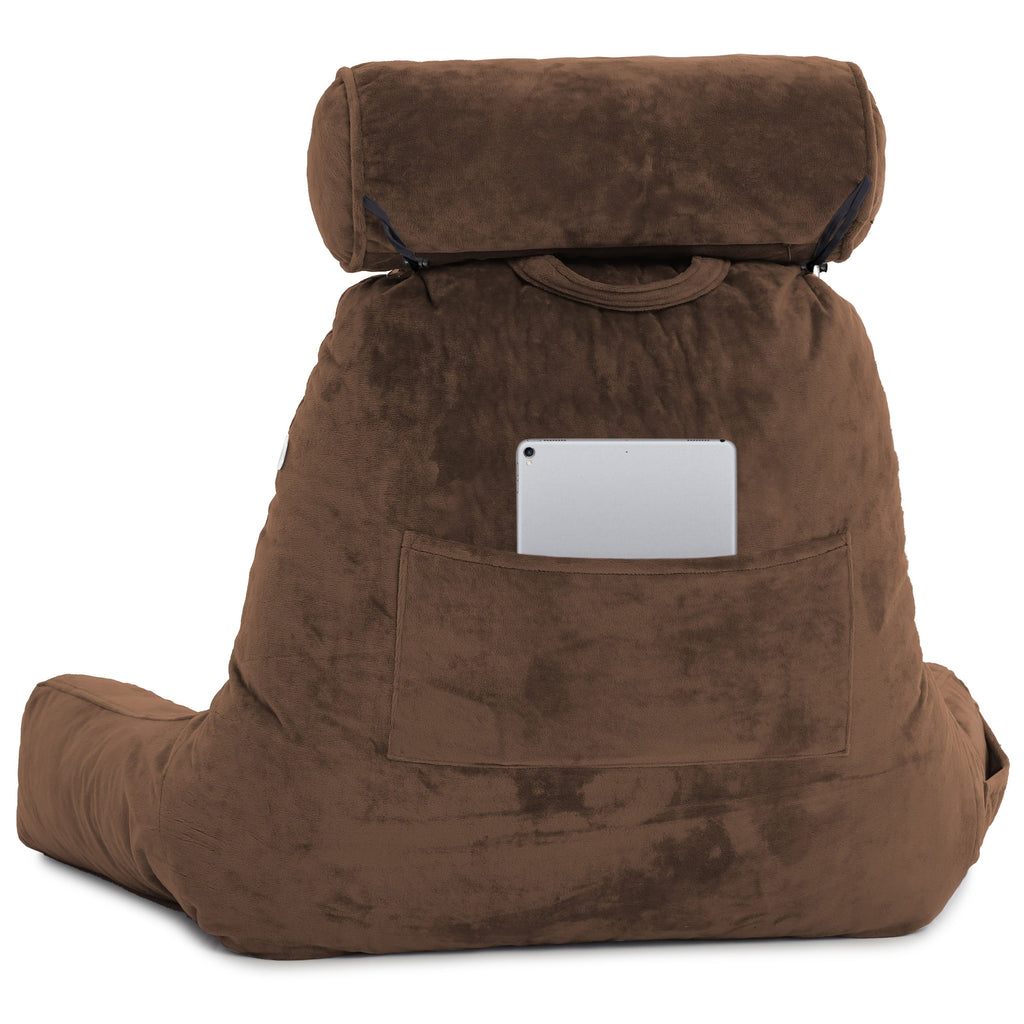 Hotel Collection Medium Chocolate Brown, Backrest - Detach Neck Roll, Removable Cover - Orthopedic Shredded Foam Bed Pillow Set Detail