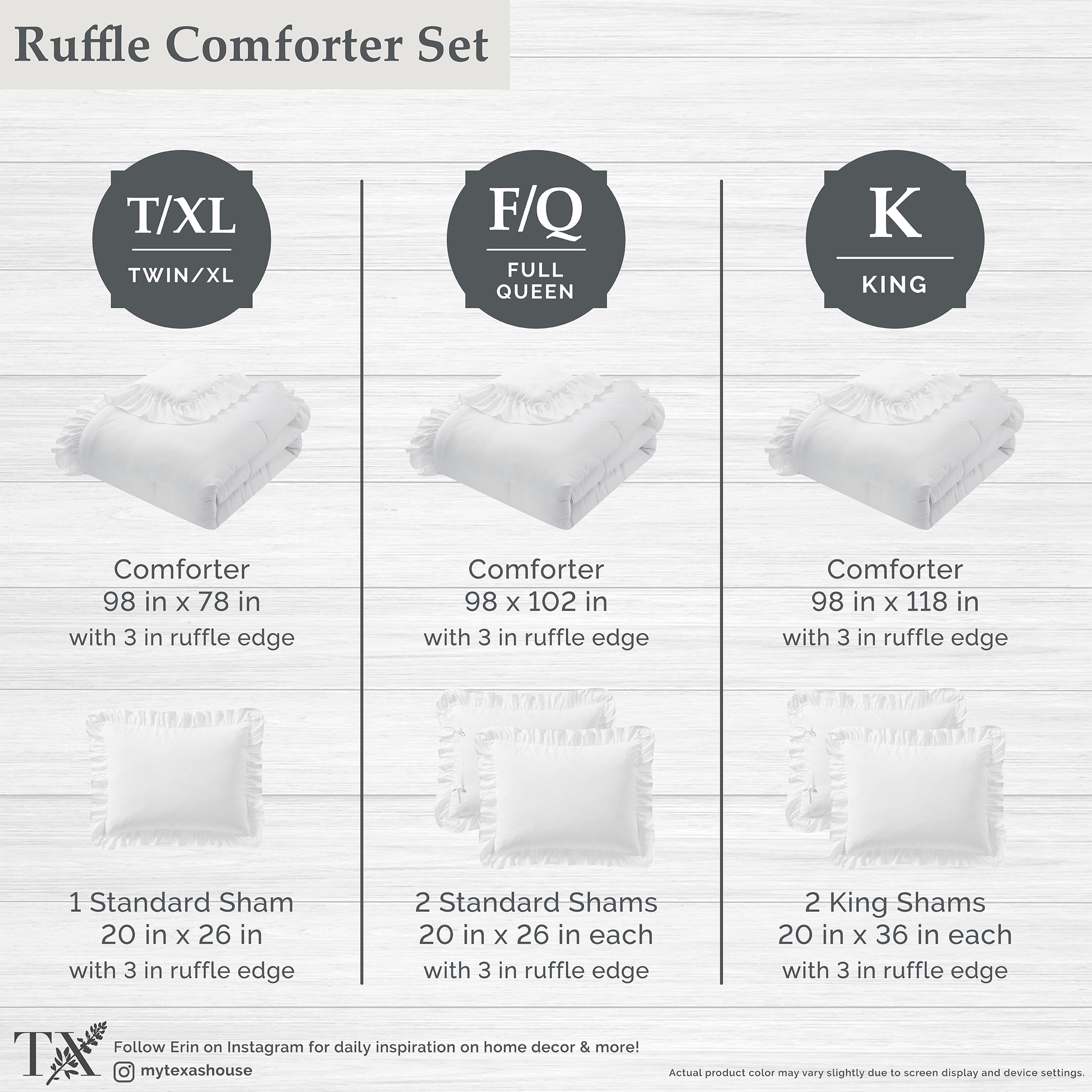 Heavyweight Warmth Full/Queen Comforter Set, All-Season, 3-Piece, White Ruffle - All-Season Down Alternative Comforter Insert Detail