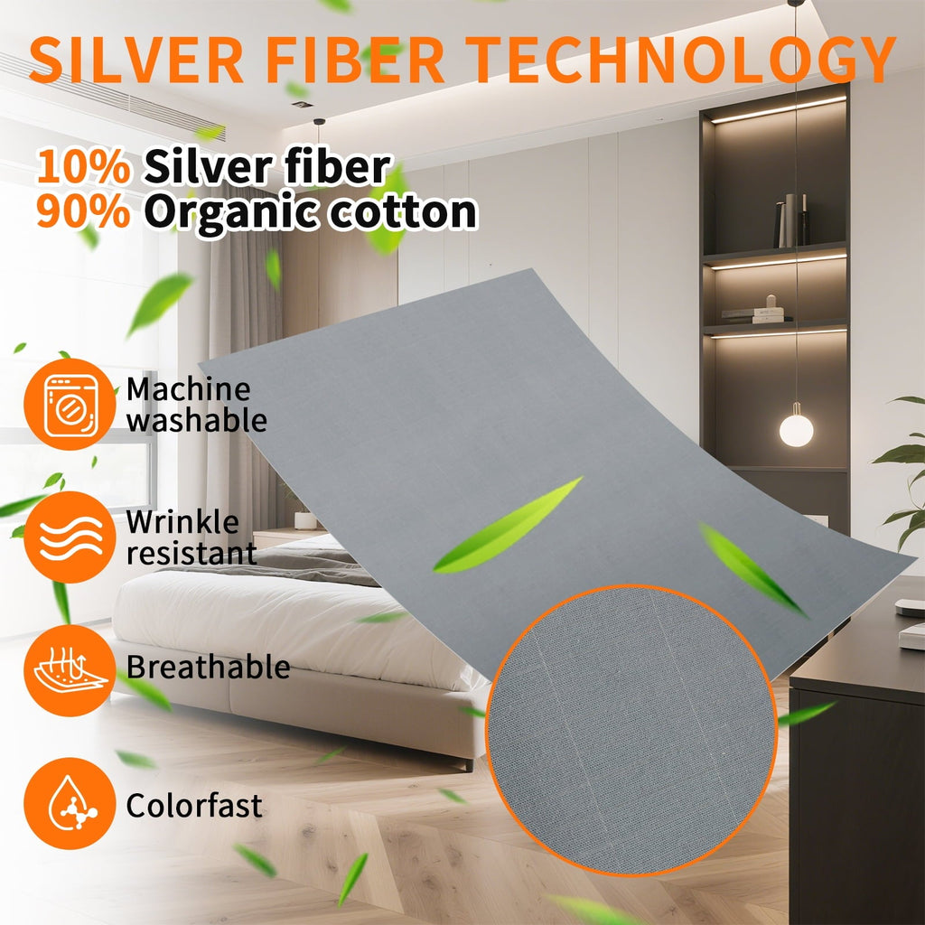 Cooling Sateen Grounding Sheets for All Mattress Sizes, Grounding Mat for Bed 10% Silver Fiber+90% Organic Cotton Grounding Sheets S... - Premium Ultra-Soft Pillowcase Pair for Sleeping Detail