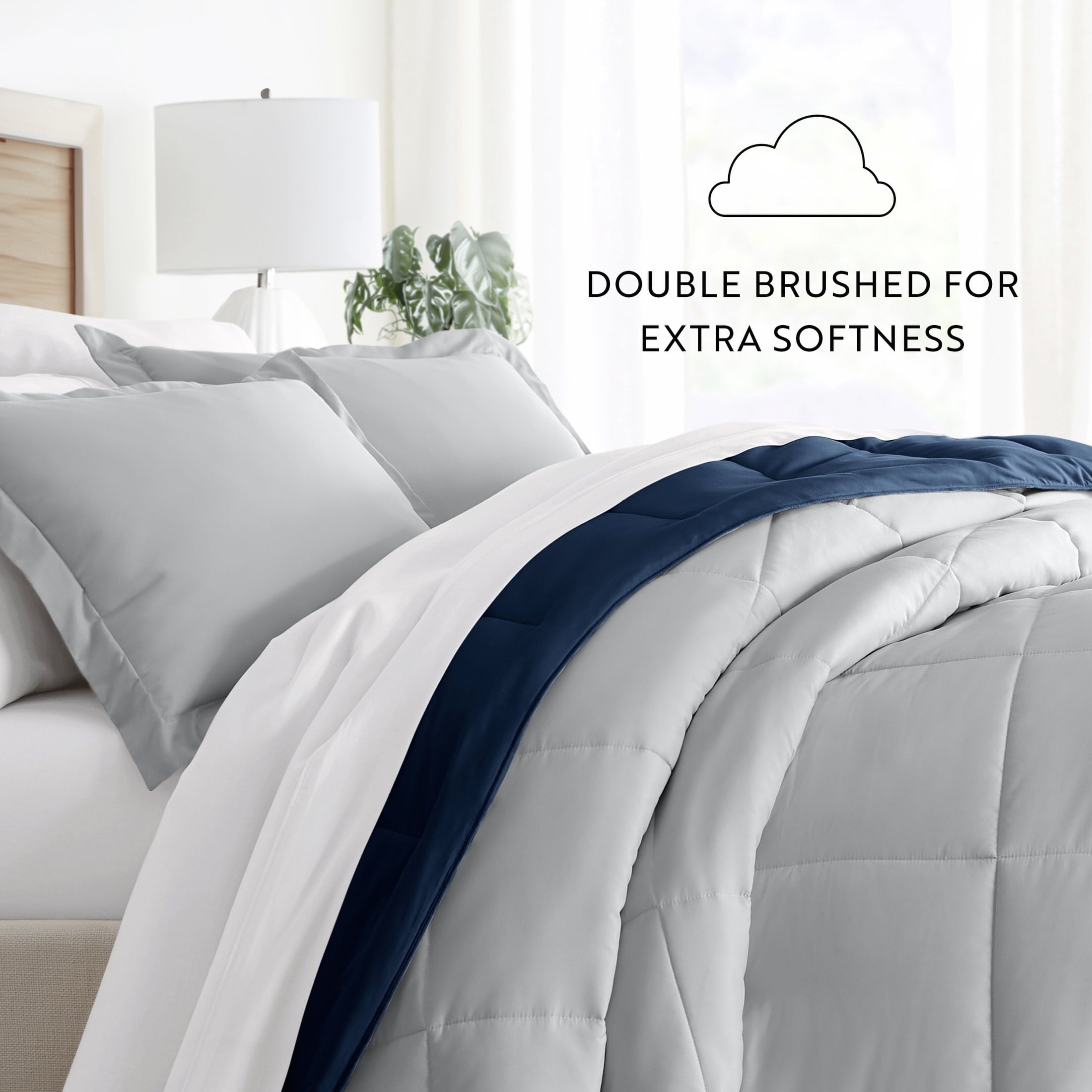 Hypoallergenic Cloud 2-Piece Navy & Gray Reversible Down Alternative Comforter Set, Twin/Twin XL - Hypoallergenic Ultra-Fluffy Quilt for Winter Detail