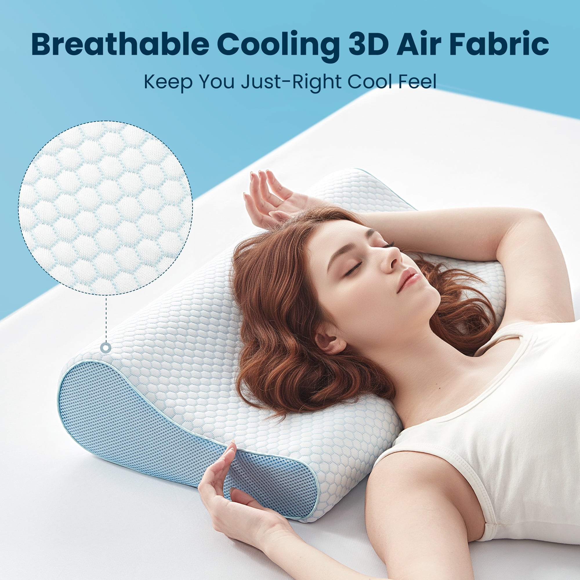 Fluffy Shredded Standard Cooling Memory Foam Pillow, Ergonomic Adjustable Orthopedic Contour Bed Pillows Neck Support for Side Back S... - Hotel Quality Plush Sleeping Pillows Detail