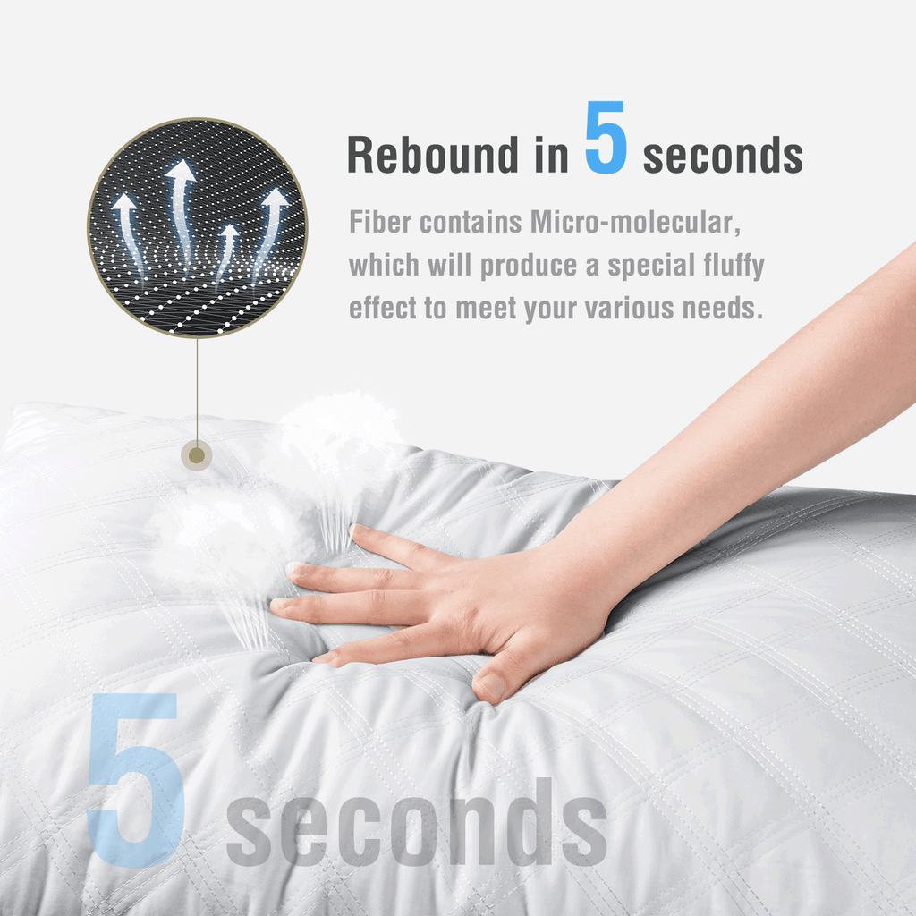 Ergonomic Memory Foam Bed Pillows Queen Size Set of 2 Pillows for Bed 2 Pack Cooling Hotel Collection Down Alternative Pillows 20 x 30 inches - Hotel Quality Plush Sleeping Pillows Detail