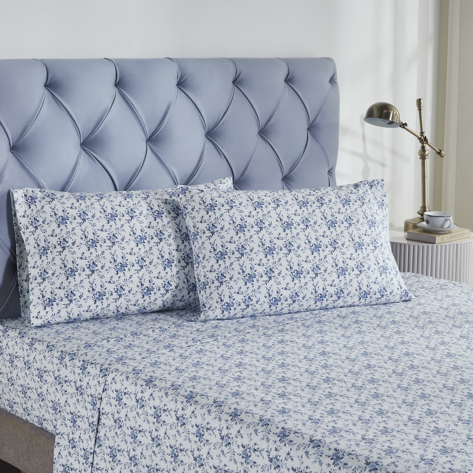 Breathable Luxury 3-Piece Brittany Printed Cotton Flannel Adult Bed Sheet Set, Twin - Luxury Bed Sheet Set with Deep Pockets Detail