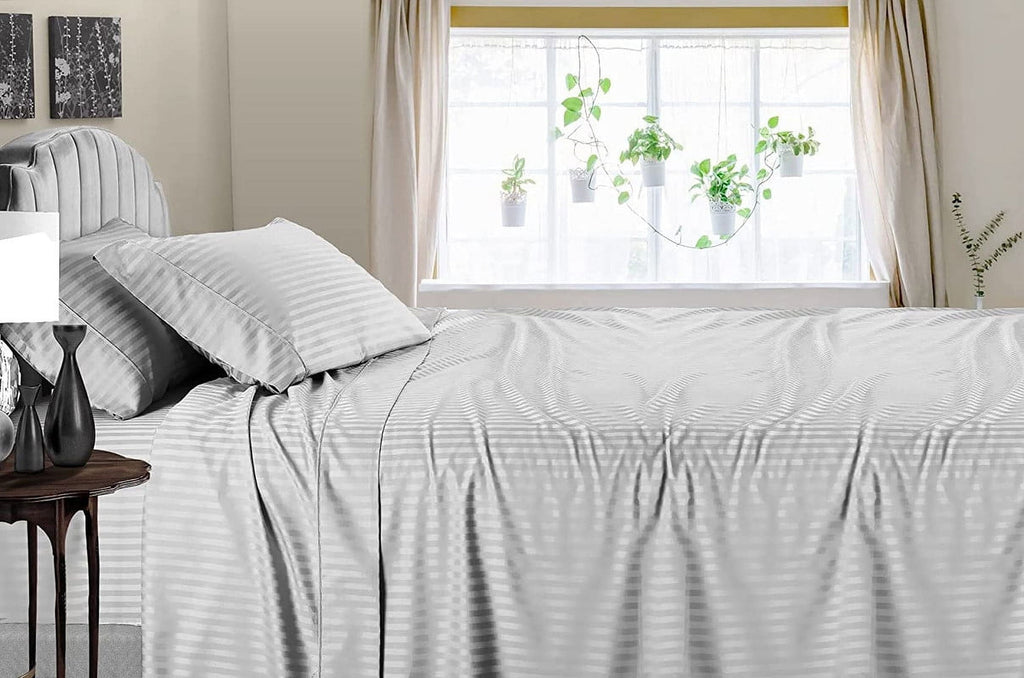 Cooling Sateen 4 Piece 100% Egyptian Cotton Bed Sheets Set - Luxury Soft & Sheets - Deep Pocket of 16" Inch - Hotel Style Silky Bedd... - Luxury Bed Sheet Set with Deep Pockets Detail