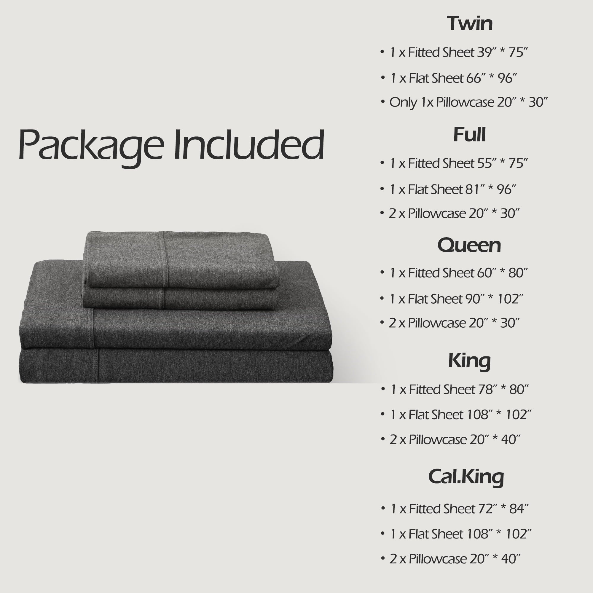 Ultra-Soft 100% Cotton Jersey Knit 4pc Bed Sheet Set Extra Deep Pocket up to 20" Charcoal Gray Queen - Luxury Bed Sheet Set with Deep Pockets Detail