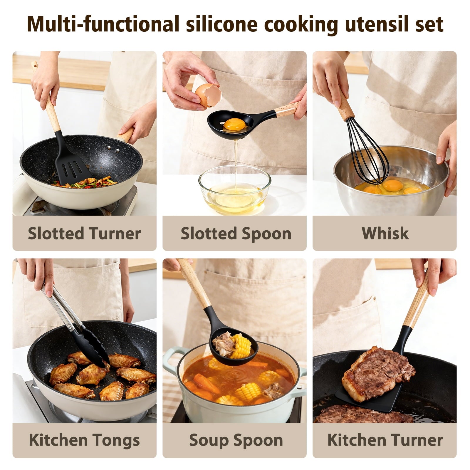 Premium Silicone Silicone Cooking Utensils Set, Heat Resistant Kitchen Cooking Utensils Set, 12 PCS Handle Silicone Kitchen Gadgets Ut... - Durable Turner & Ladle Utensil Set for Home Chefs Detail