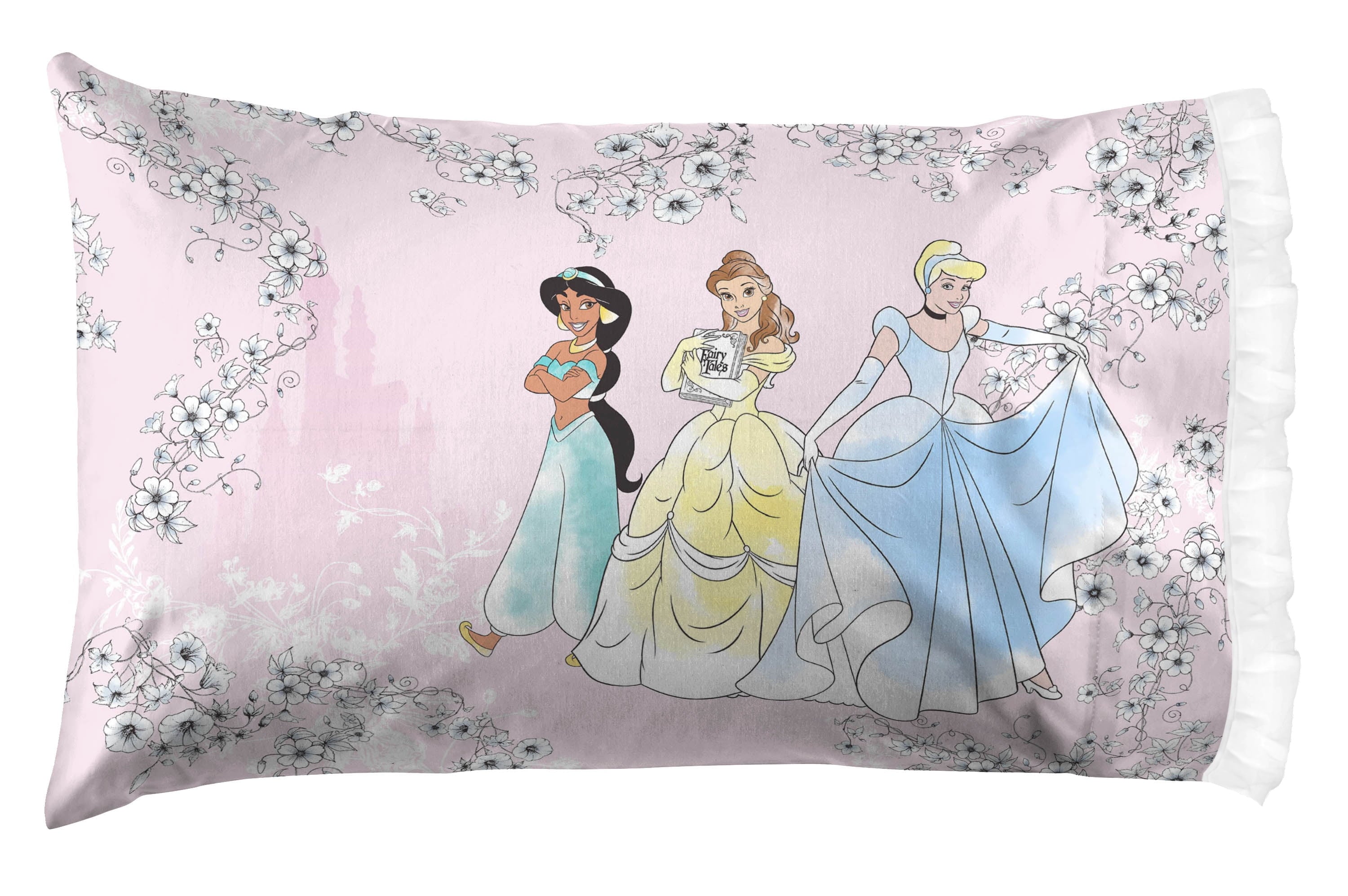 All-Season Princess Floral Gardens 2-Piece Twin/Full Reversible Comforter Set, Polyester Microfiber, Pink & White - Luxurious Quilted Duvet Cover Set Detail