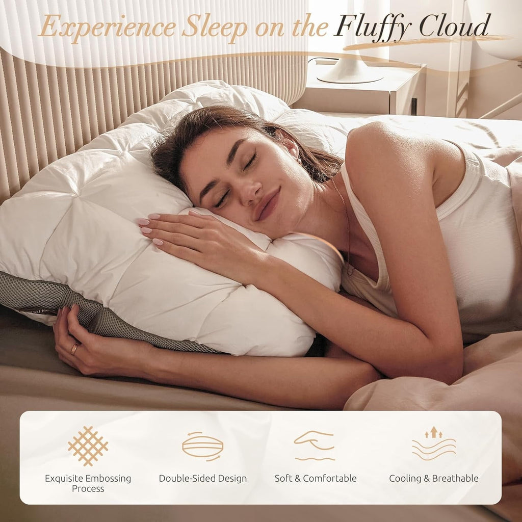 Ergonomic Memory Foam Hotel Cervical Pillow for Sleeping – Ergonomic Contour Neck Support Bed Pillow, Fluffy and Supportive for Side, Back ... - Decorative Throw Pillow Cushion for Sofa & Bed Detail