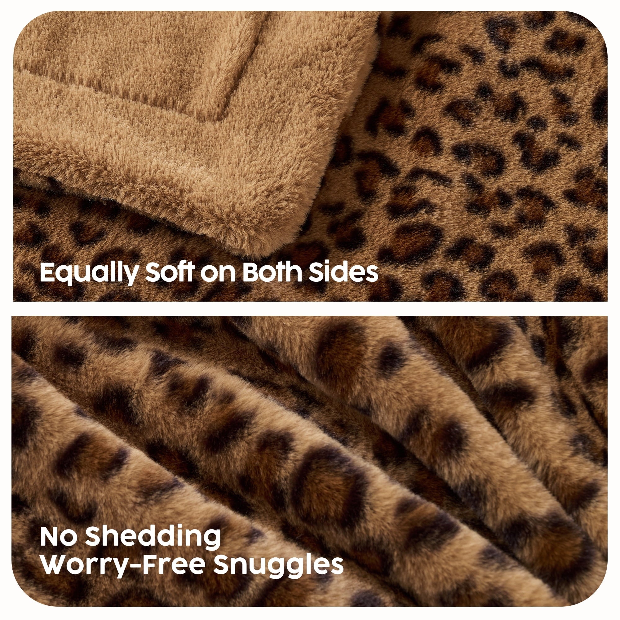Cozy Fleece Leopard Print Throw Blanket Soft Cozy Fluffy Plush Cheetah Print Blanket for Home Decor,50"x60",Brown - Cozy Fleece Throw Blanket for Couch & Bed Detail