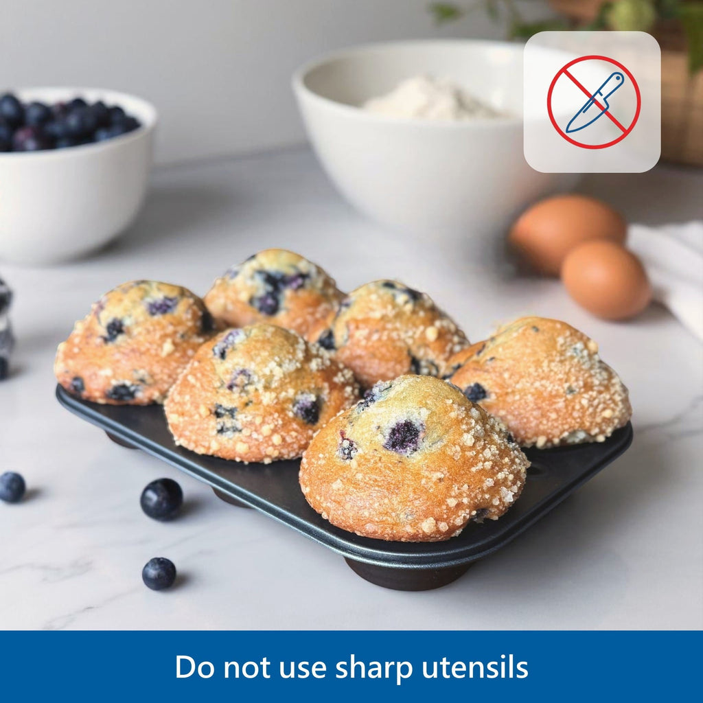 Innovative 6-Cup Nonstick Steel Muffin Pan, 2.9" Cup, Gray, 1 Count - Innovative Kitchen Helper for Modern Cooking Detail