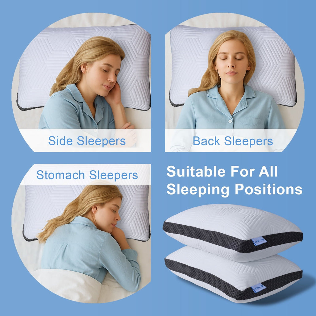 Fluffy Shredded Soft Bed Pillow, Shredded Memory Foam Pillow, Comfortable Sleeping Pillow, Standard Size, Affordable Everyday Use - Orthopedic Shredded Foam Bed Pillow Set Detail