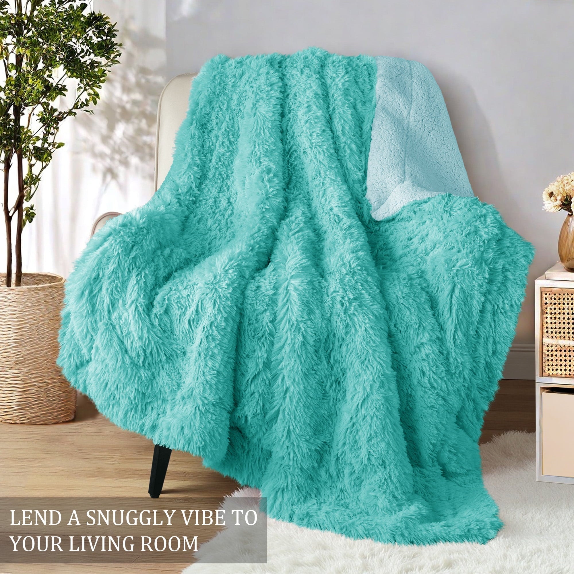 Super Soft Flannel Fuzzy Faux Fur Throw Blanket, Reversible Shaggy Sherpa Fleece Blankets,Fluffy Plush Warm Throws for Couch, Bed, 50x60... - Luxury Knitted Decorative Throw Blanket with Fringes Detail