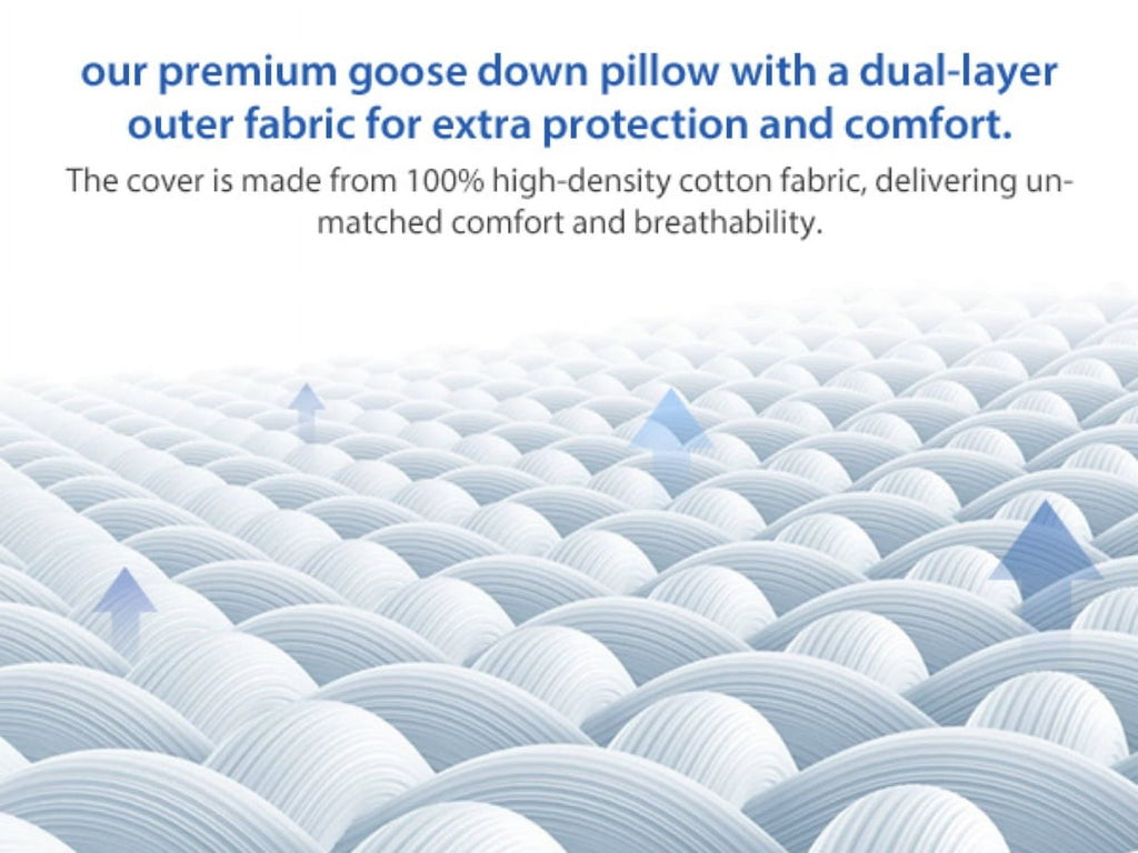 Decorative Plump Goose Feather and Down Pillows Queen Size Set of 2 Luxury Hotel Bed Pillows with Cotton Cover - Hotel Quality Plush Sleeping Pillows Detail