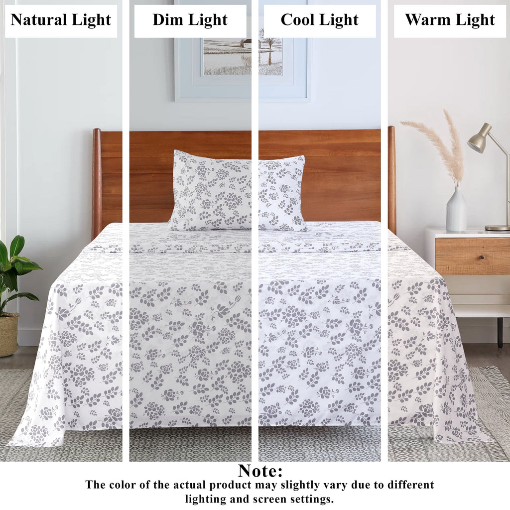 Wrinkle-Resistant Lux Decor Twin Microfiber Bed Sheets - 3 Piece Floral Sheet Set, Soft Breathable Bedding, Wrinlkle Resistant, OEKO-TE... - Cooling Hotel Quality Bedding Sheets and Pillowcases Detail