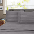 Wrinkle-Resistant 600 100% Cotton Wrinkle Free Striped Sheet Set (Twin, Gray) - Premium Ultra-Soft Pillowcase Pair for Sleeping - Default Title