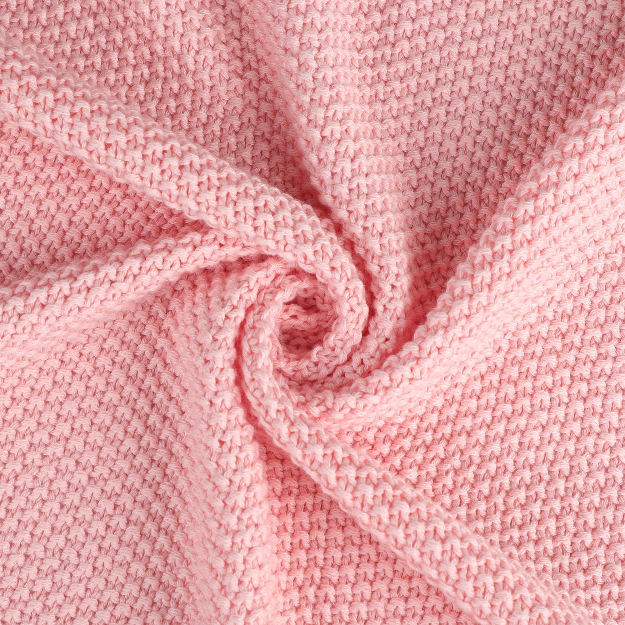 Lightweight Warm Pure Cotton Soft Cable Knit Throw Blanket Pink 50" x 70" - Super Soft Reversible Sherpa Flannel Blanket Detail