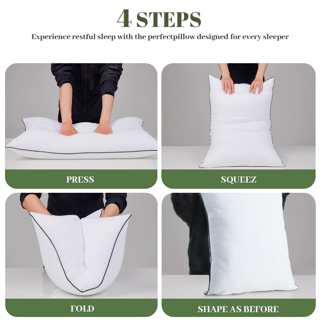 Orthopedic Support Pillows Standard Size Set of 2, Hotel Quality, Down Alternative Gusseted Bed Pillows for Side, Back, And Stomach Slee... - Hotel Quality Plush Sleeping Pillows Detail