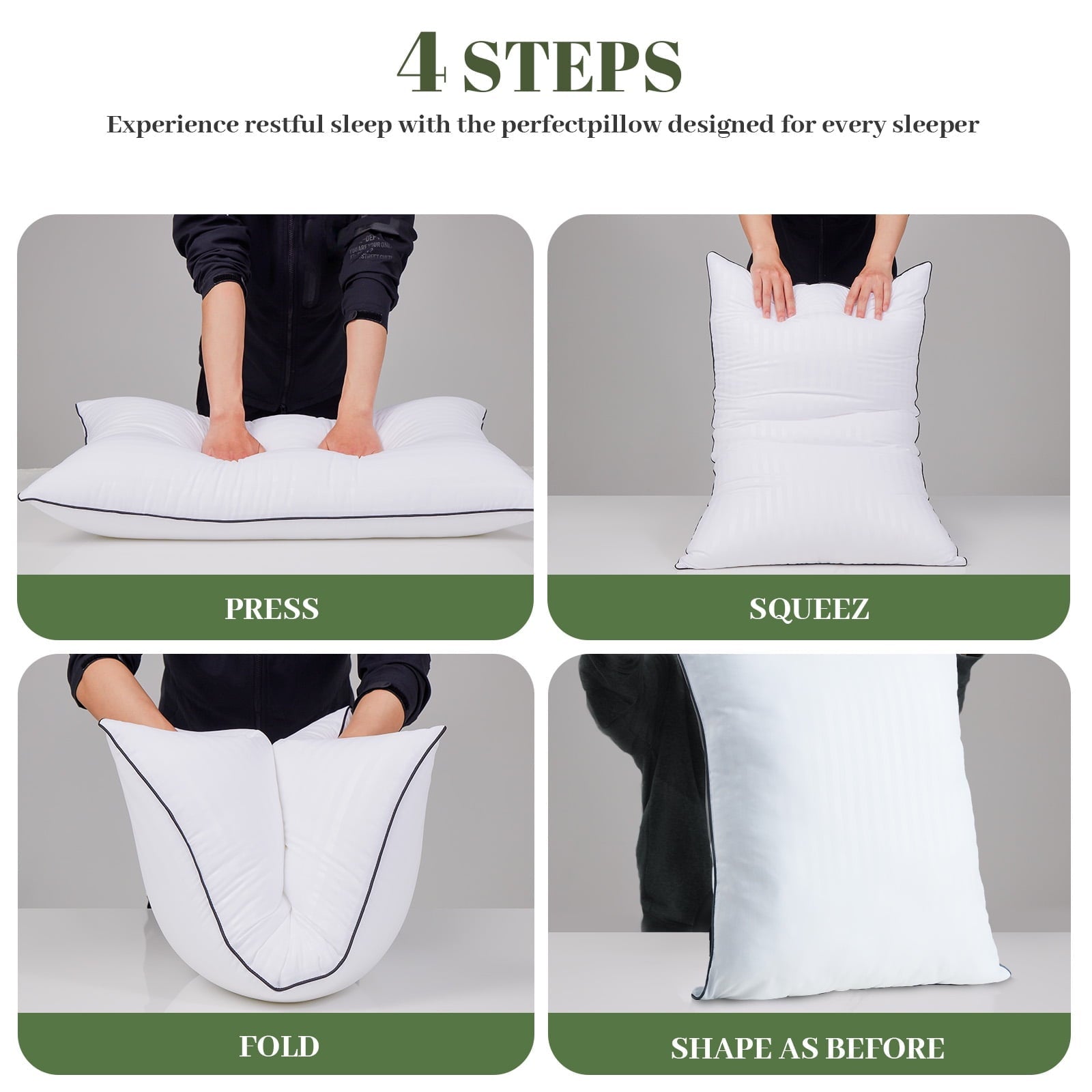 Orthopedic Support Pillows Standard Size Set of 2, Hotel Quality, Down Alternative Gusseted Bed Pillows for Side, Back, And Stomach Slee... - Hotel Quality Plush Sleeping Pillows Detail