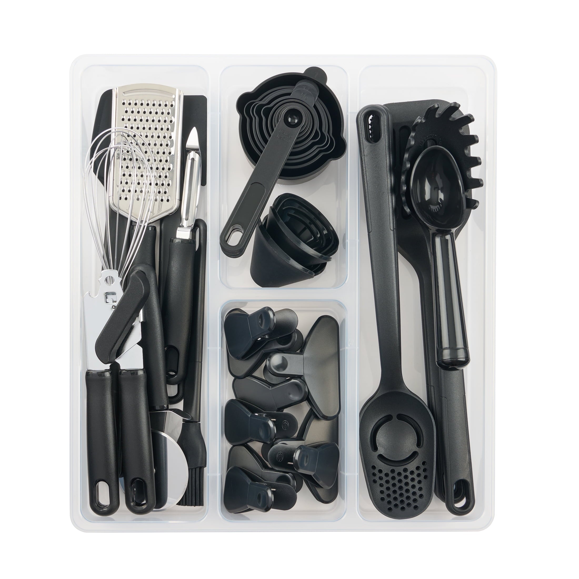 Heavy Duty 36 Piece Kitchen Gadget Set with Kitchen Cooking Utensils, and Drawer Organizer, Black - Multi-Purpose Hand Tool for Daily Meal Prep Detail