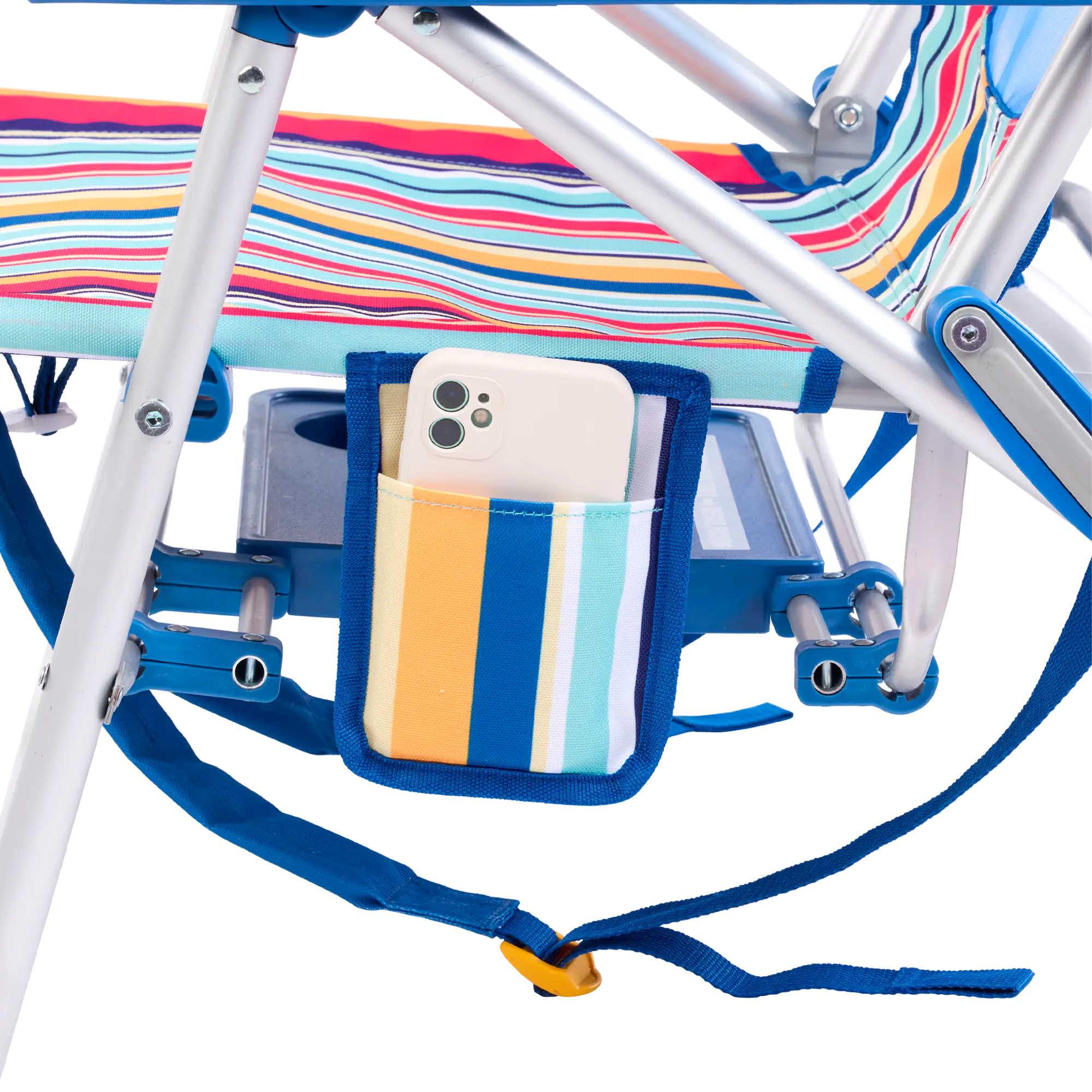 Backpack Travel Big Surf with Slide Table - Choice 334 - Low-Profile Reclining Beach Chair with Backpack Straps Detail