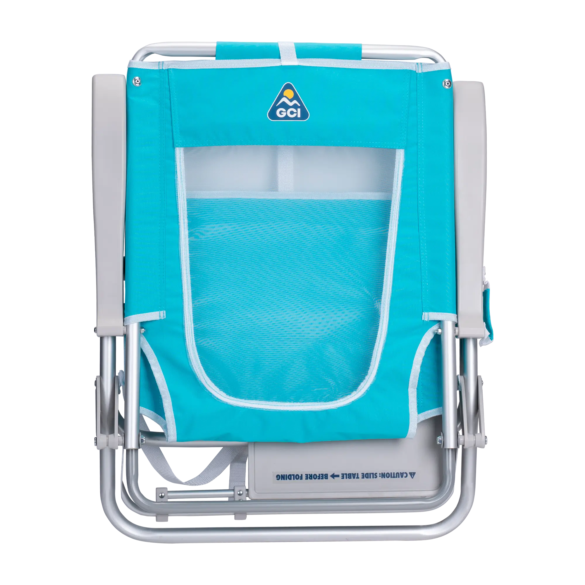 Backpack Travel Big Surf with Slide Table - Choice 334 - Low-Profile Reclining Beach Chair with Backpack Straps Detail